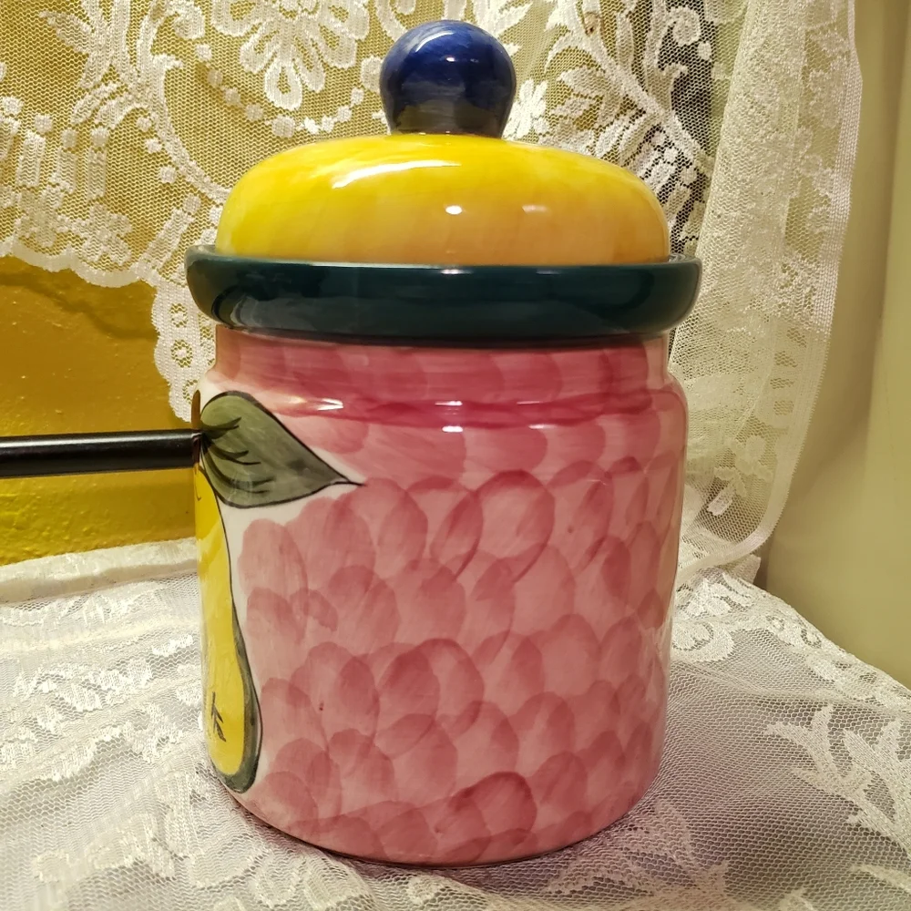 Vintage Canister Cookie Jar GEI Pear Sealing Lid
